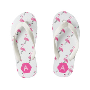 Personalisiertes Monogramm Niedliches rosa Flaming Kinderbadesandalen