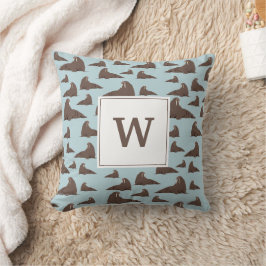 Personalisiertes Monogramm Niedliches Walrusmuster Kissen