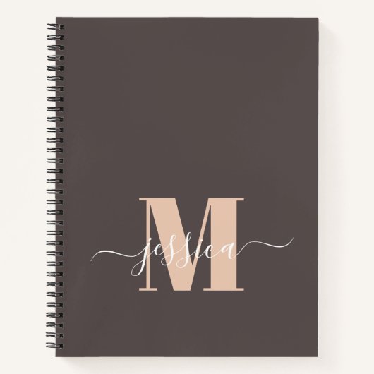 Personalisiertes Monogramm-Notebook in Braun und B Notizblock (Vorderseite)