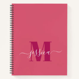 Personalisiertes Monogramm-Notebook in Rosa und Ro Notizblock