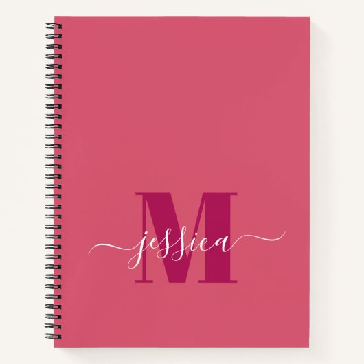 Personalisiertes Monogramm-Notebook in Rosa und Ro Notizblock (Vorderseite)