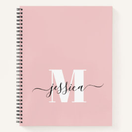 Personalisiertes Monogramm-Notebook in Rosa und We Notizblock