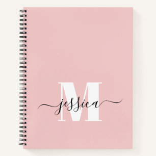 Personalisiertes Monogramm-Notebook in Rosa und We Notizblock