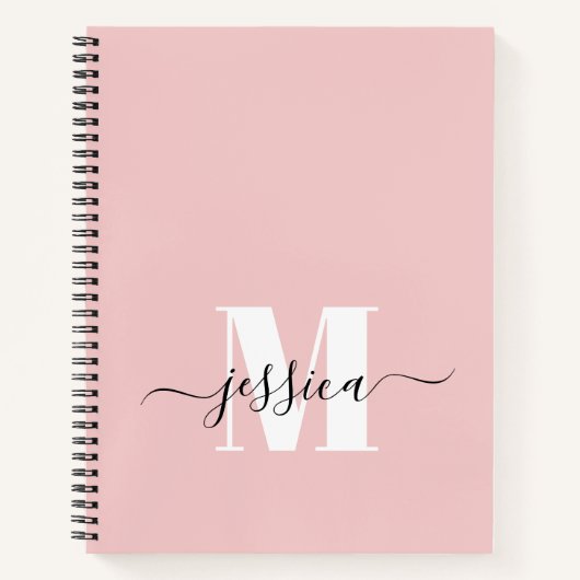 Personalisiertes Monogramm-Notebook in Rosa und We Notizblock (Vorderseite)
