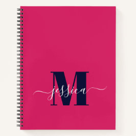 Personalisiertes Monogramm-Notebook mit Hot-Pink u Notizblock