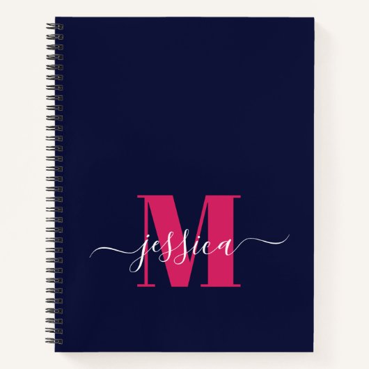 Personalisiertes Monogramm-Notebook mit Navy und H Notizblock (Vorderseite)