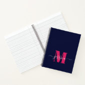 Personalisiertes Monogramm-Notebook mit Navy und H Notizblock (Innenseite)