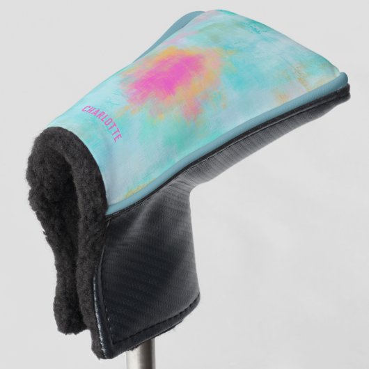 Personalisiertes Monogramm Ocean Joyride Blau Türk Golf Headcover (3/4 Vorderseite)