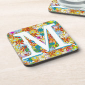 Personalisiertes Monogramm oder Blumenmuster Getränkeuntersetzer (Linke Seite)