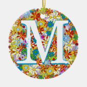 Personalisiertes Monogramm oder Blumenmuster Keramik Ornament (Vorne)