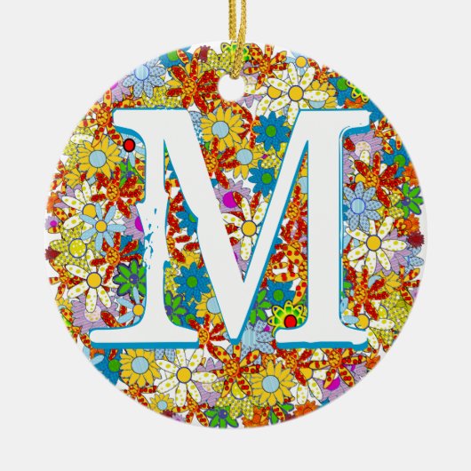 Personalisiertes Monogramm oder Blumenmuster Keramik Ornament (Vorne)