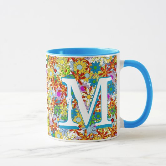 Personalisiertes Monogramm oder Blumenmuster Tasse (Rechts)