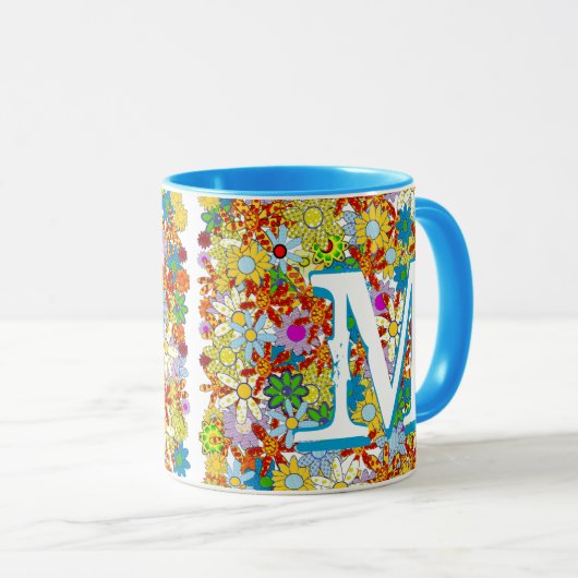 Personalisiertes Monogramm oder Blumenmuster Tasse (VorderseiteRechts)