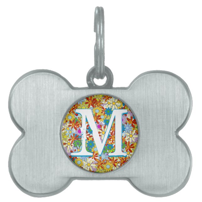 Personalisiertes Monogramm oder Blumenmuster Tiermarke (Vorderseite)