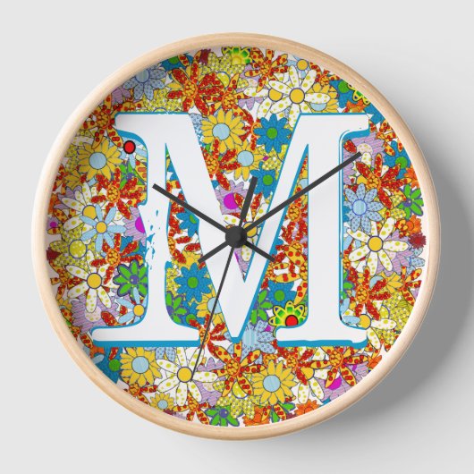 Personalisiertes Monogramm oder Blumenmuster Uhr (Vorderseite)