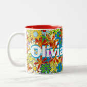 Personalisiertes Monogramm oder Blumenmuster Zweifarbige Tasse (Links)