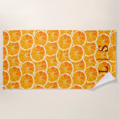 Personalisiertes Monogramm Orange Citrus Strandtuc Strandtuch (Vorderseite)