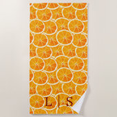 Personalisiertes Monogramm Orange Citrus Strandtuc Strandtuch (Vorderseite)