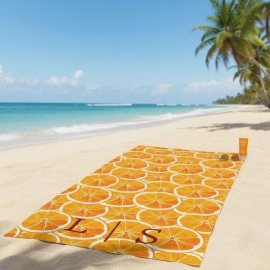 Personalisiertes Monogramm Orange Citrus Strandtuc Strandtuch