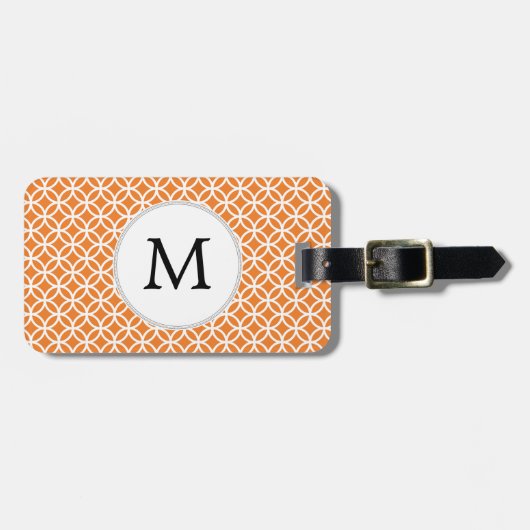 Personalisiertes Monogramm Orange-Doppelringe Gepäckanhänger (Vorderseite horizontal)