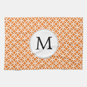 Personalisiertes Monogramm Orange-Doppelringe Handtuch
