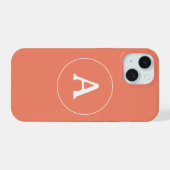 Personalisiertes Monogramm Orange iPhone 15 Hülle (Rückseite (Horizontal))