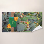 Personalisiertes Monogramm Orange Prickly Pear Cac Badehandtuch (Badehandtuch)
