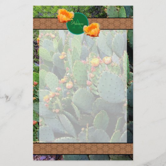Personalisiertes Monogramm Orange Prickly Pear Cac Briefpapier (Vorderseite)