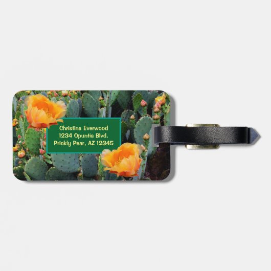 Personalisiertes Monogramm Orange Prickly Pear Cac Gepäckanhänger (Rückseite horizontal)