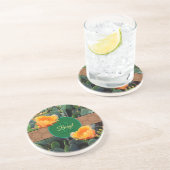 Personalisiertes Monogramm Orange Prickly Pear Cac Getränkeuntersetzer (Seite)