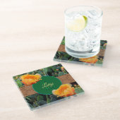 Personalisiertes Monogramm Orange Prickly Pear Cac Glasuntersetzer (Schrägansicht)