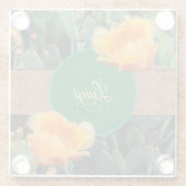 Personalisiertes Monogramm Orange Prickly Pear Cac Glasuntersetzer (Rückseite)