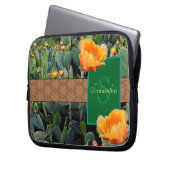 Personalisiertes Monogramm Orange Prickly Pear Cac Laptopschutzhülle (Vorderseite Links)