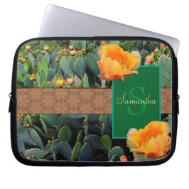 Personalisiertes Monogramm Orange Prickly Pear Cac Laptopschutzhülle