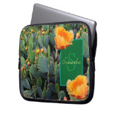 Personalisiertes Monogramm Orange Prickly Pear Cac Laptopschutzhülle (Vorderseite Links)