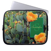 Personalisiertes Monogramm Orange Prickly Pear Cac Laptopschutzhülle (Vorderseite)