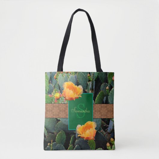 Personalisiertes Monogramm Orange Prickly Pear Cac Tasche (Vorderseite)