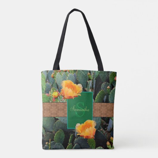 Personalisiertes Monogramm Orange Prickly Pear Cac Tasche (Rückseite)