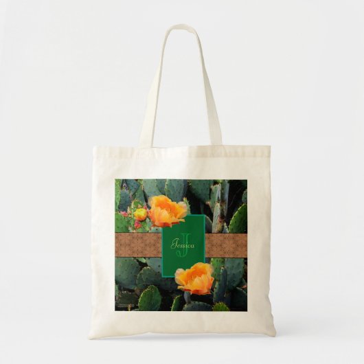 Personalisiertes Monogramm Orange Prickly Pear Cac Tragetasche (Vorne)