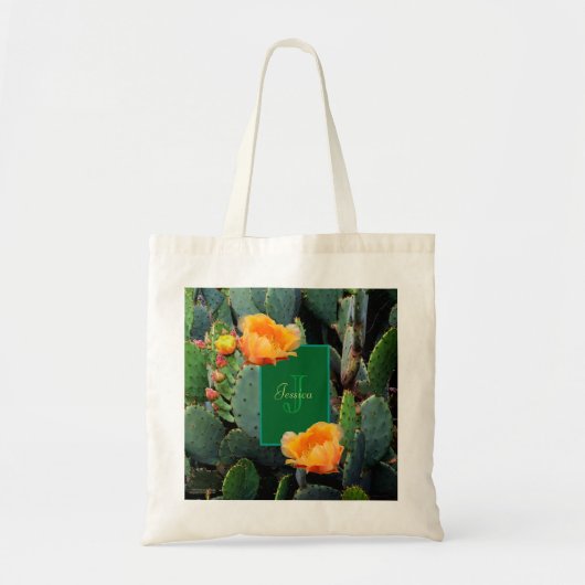 Personalisiertes Monogramm Orange Prickly Pear Cac Tragetasche (Vorne)