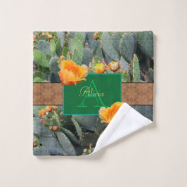 Personalisiertes Monogramm Orange Prickly Pear Cac Waschlappen