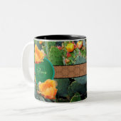 Personalisiertes Monogramm Orange Prickly Pear Cac Zweifarbige Tasse (Vorderseite Links)