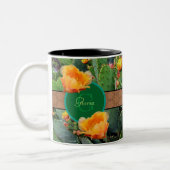 Personalisiertes Monogramm Orange Prickly Pear Cac Zweifarbige Tasse (Links)