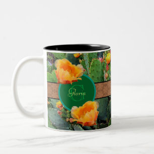 Personalisiertes Monogramm Orange Prickly Pear Cac Zweifarbige Tasse