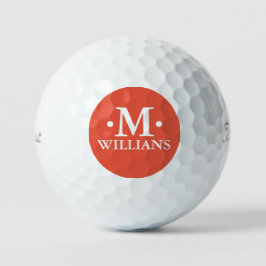 Personalisiertes Monogramm Orange Red mit 1 Buchst Golfball