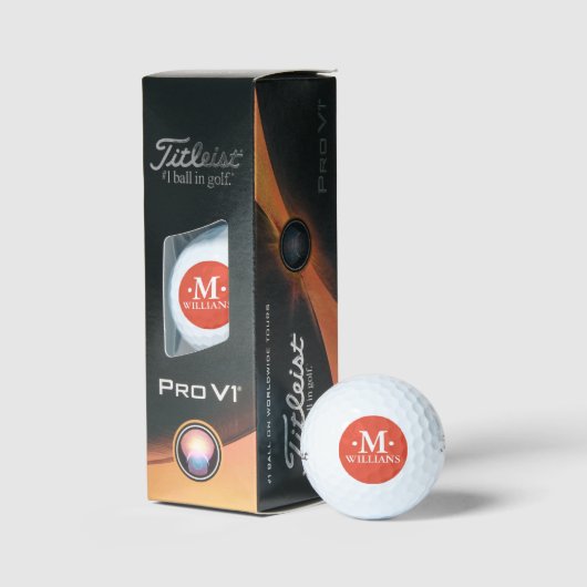 Personalisiertes Monogramm Orange Red mit 1 Buchst Golfball (Verpackung)