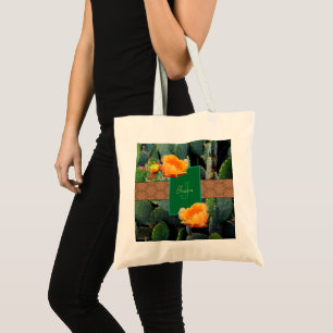 Personalisiertes Monogramm Orange Stachelfeigenkak Tragetasche