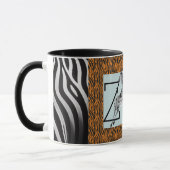 Personalisiertes monogramm orangefarbenes Zebrastr Tasse (Links)