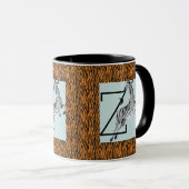 Personalisiertes monogramm orangefarbenes Zebrastr Tasse (VorderseiteRechts)