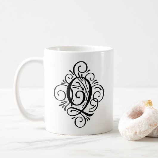 Personalisiertes Monogramm-Ornament Kaffeetasse (Mit Donut)
